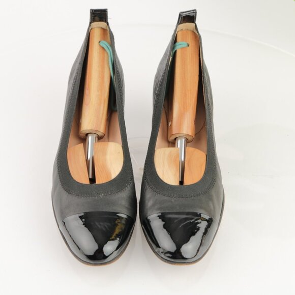 VTG Anyi Lu Womens Pump Size 38.5 8.5 Black Leather Kitten Heel Dress Shoe Comfy - Picture 2 of 12